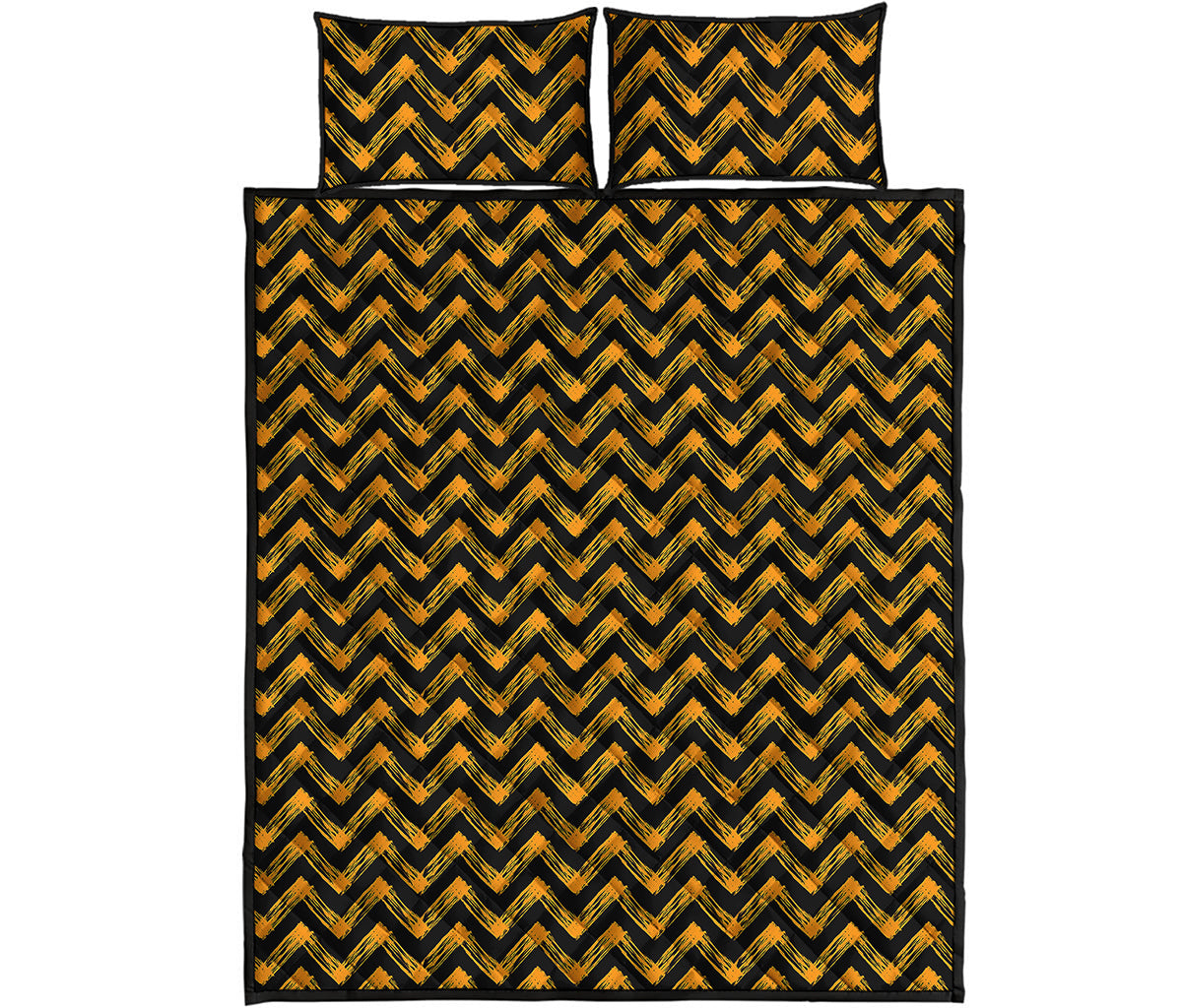 Halloween Chevron Pattern Print Quilt Bed Set
