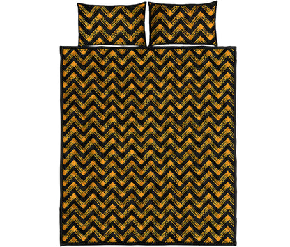 Halloween Chevron Pattern Print Quilt Bed Set