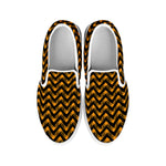 Halloween Chevron Pattern Print White Slip On Shoes