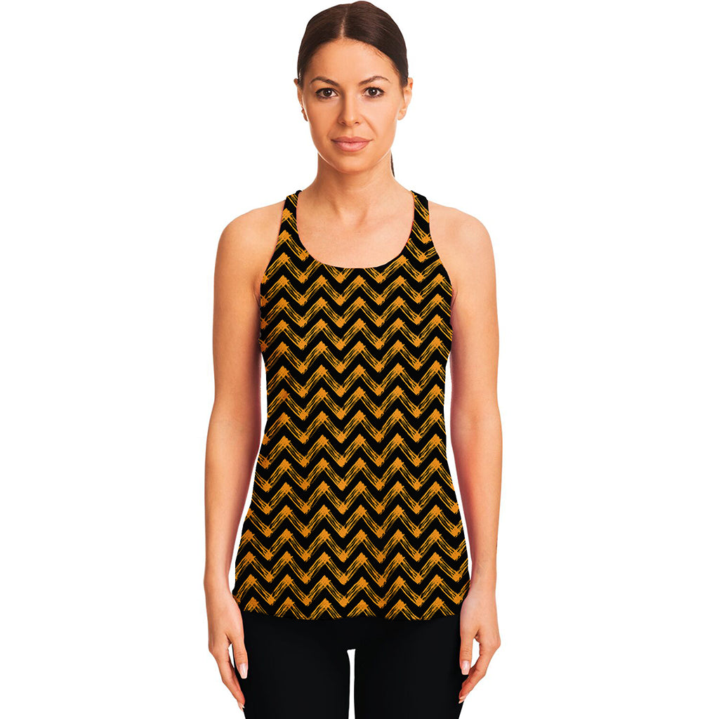 Halloween Chevron Pattern Print Women's Racerback Tank Top