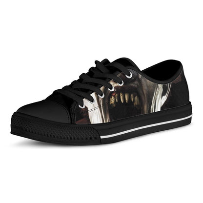 Halloween Clown Print Black Low Top Shoes