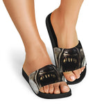 Halloween Clown Print Black Slide Sandals