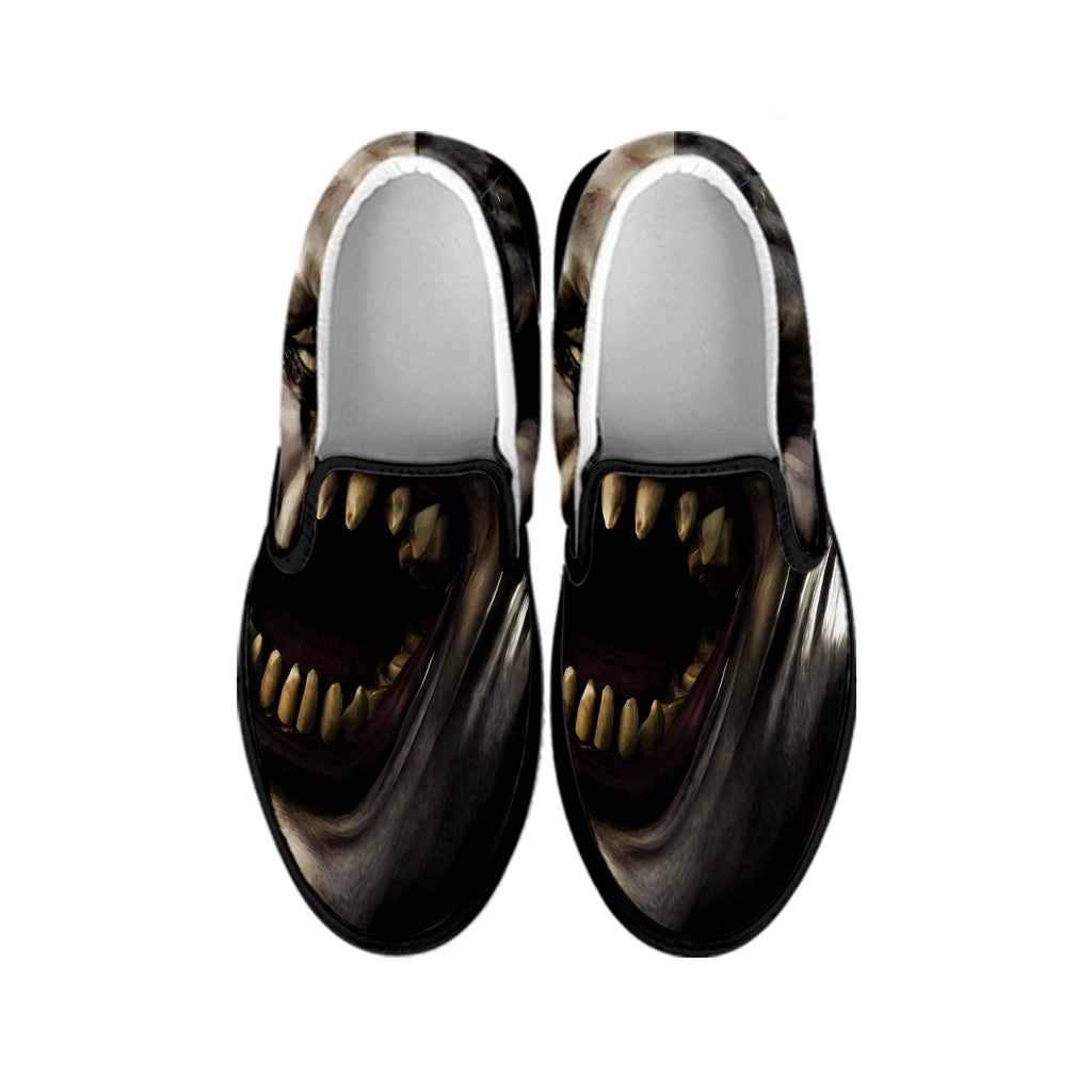 Halloween Clown Print Black Slip On Shoes