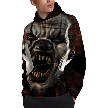 Halloween Clown Print Pullover Hoodie