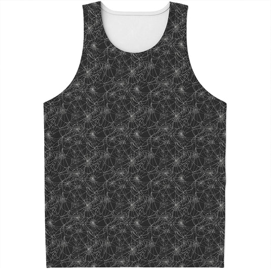 Halloween Cobweb Pattern Print Men's Tank Top