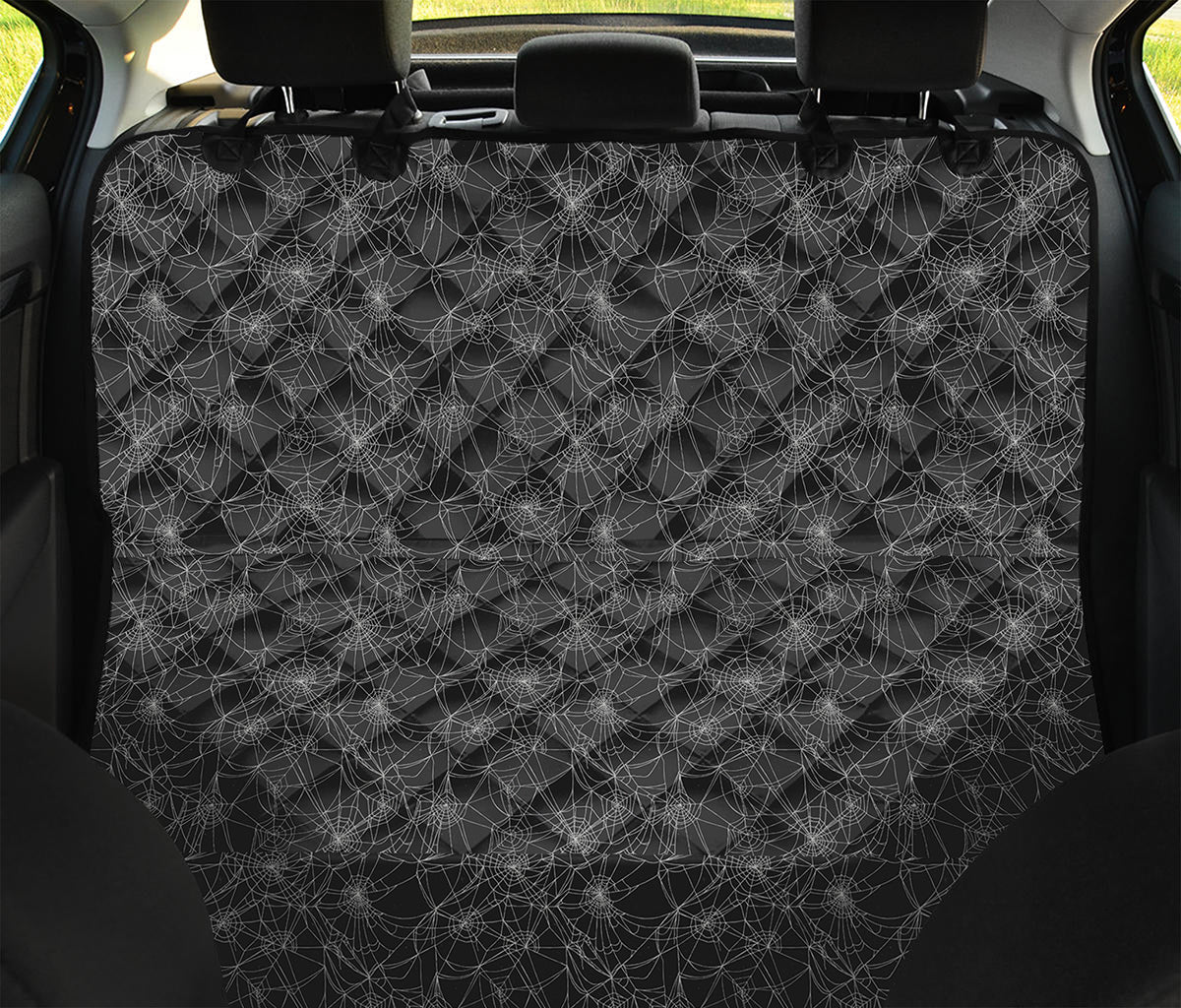 Halloween Cobweb Pattern Print Pet Car Back Seat Cover