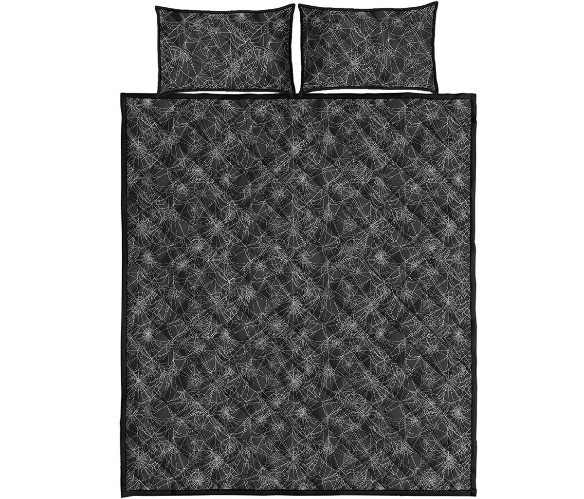 Halloween Cobweb Pattern Print Quilt Bed Set
