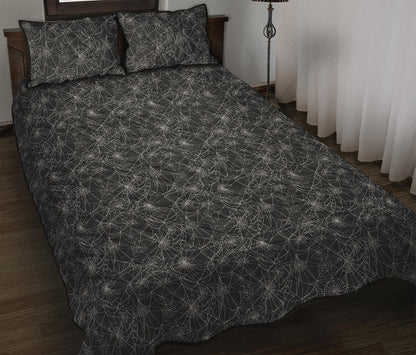 Halloween Cobweb Pattern Print Quilt Bed Set