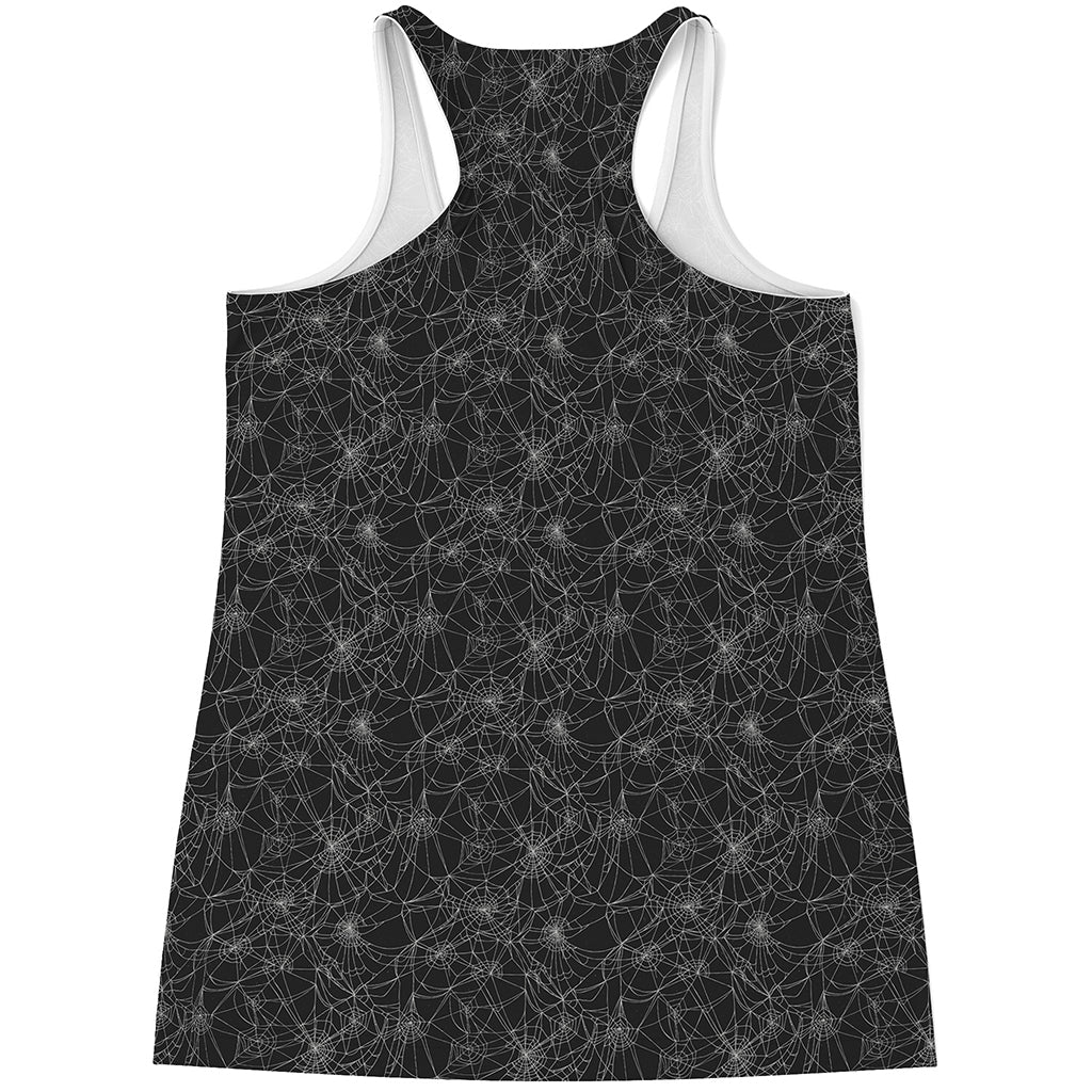 Halloween Cobweb Pattern Print Women's Racerback Tank Top