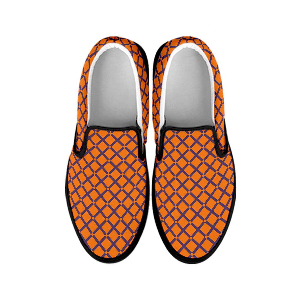 Halloween Cross Pattern Print Black Slip On Shoes