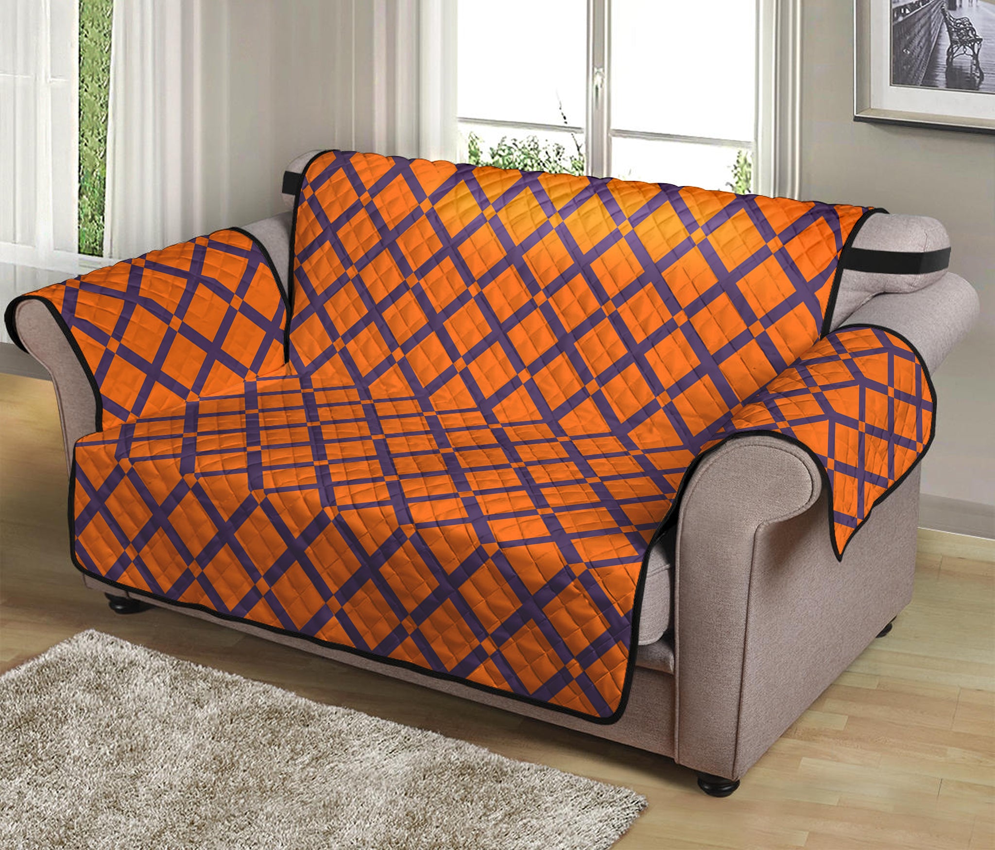 Halloween Cross Pattern Print Loveseat Protector