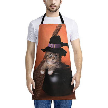 Halloween Cute Witch Cat Print Apron