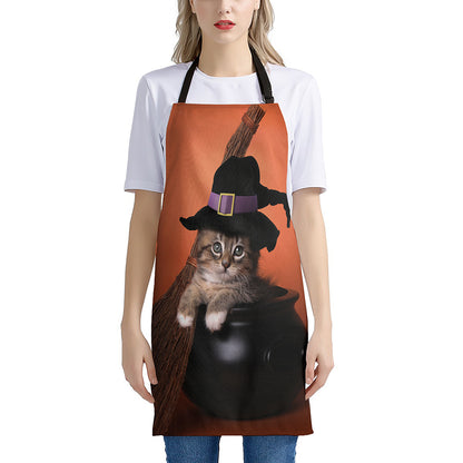 Halloween Cute Witch Cat Print Apron