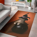 Halloween Cute Witch Cat Print Area Rug