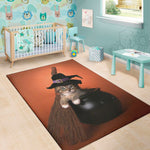 Halloween Cute Witch Cat Print Area Rug
