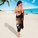 Halloween Cute Witch Cat Print Beach Sarong Wrap