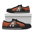 Halloween Cute Witch Cat Print Black Low Top Sneakers