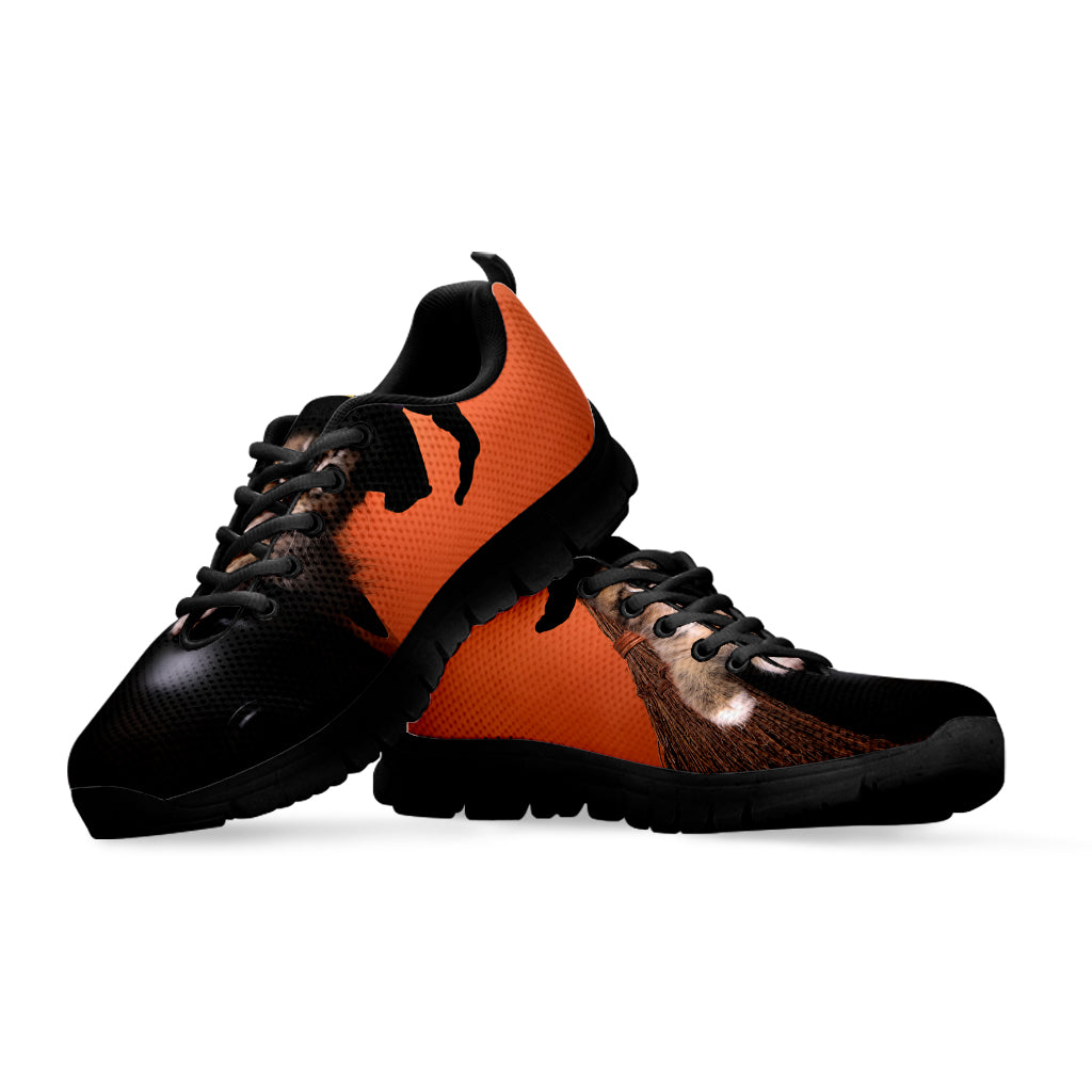 Halloween Cute Witch Cat Print Black Sneakers