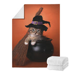 Halloween Cute Witch Cat Print Blanket