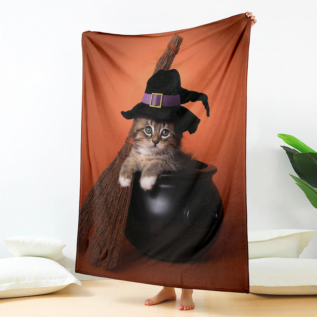 Halloween Cute Witch Cat Print Blanket