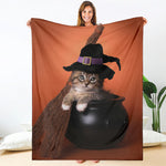 Halloween Cute Witch Cat Print Blanket