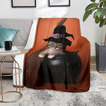 Halloween Cute Witch Cat Print Blanket