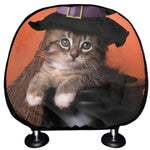 Halloween Cute Witch Cat Print Car Headrest Covers