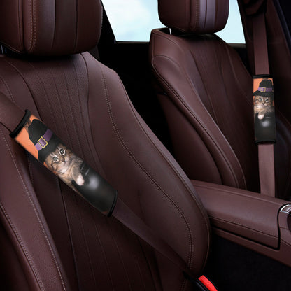 Halloween Cute Witch Cat Print Car Seat Belt Covers
