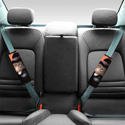 Halloween Cute Witch Cat Print Car Seat Belt Covers