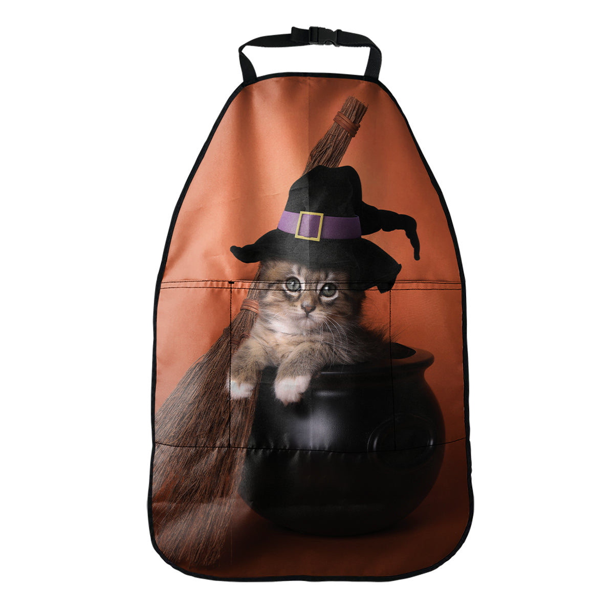 Halloween Cute Witch Cat Print Car Seat Organizers