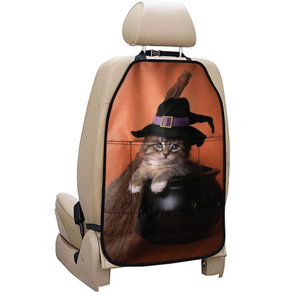 Halloween Cute Witch Cat Print Car Seat Organizers