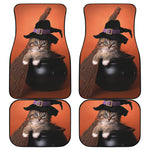 Halloween Cute Witch Cat Print Front and Back Car Floor Mats