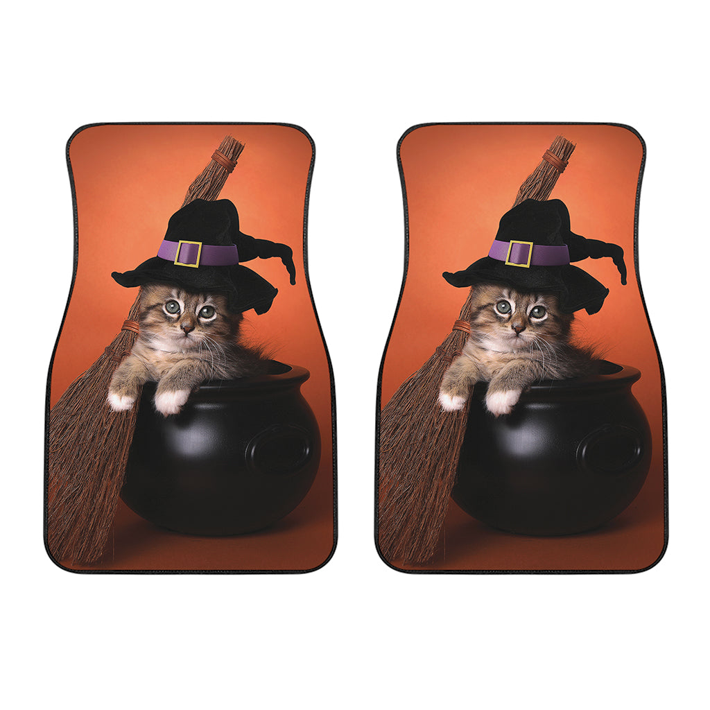 Halloween Cute Witch Cat Print Front Car Floor Mats