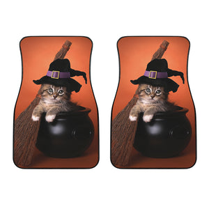 Halloween Cute Witch Cat Print Front Car Floor Mats