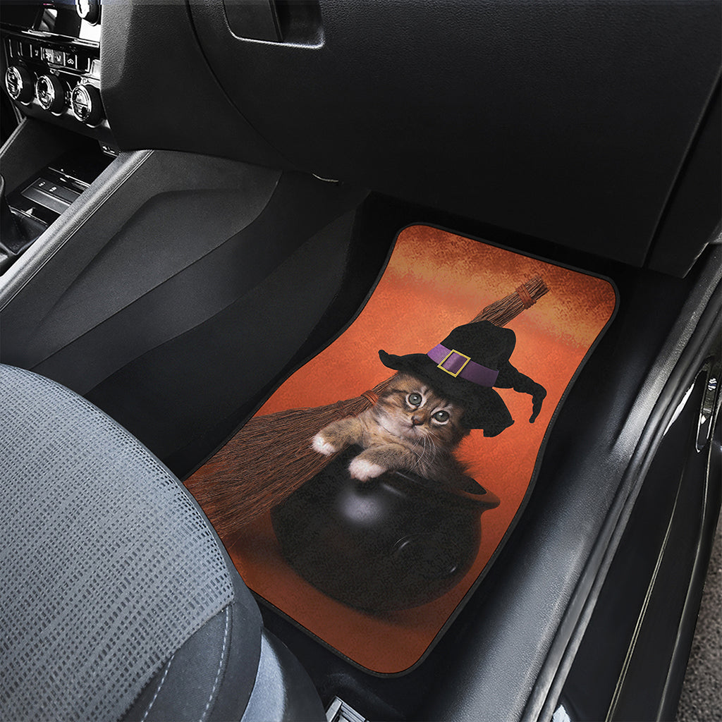 Halloween Cute Witch Cat Print Front Car Floor Mats