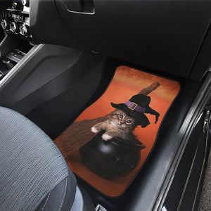 Halloween Cute Witch Cat Print Front Car Floor Mats