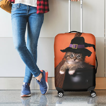 Halloween Cute Witch Cat Print Luggage Cover