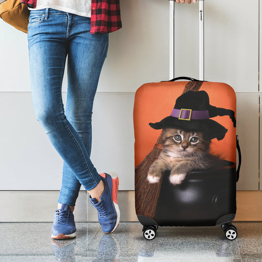 Halloween Cute Witch Cat Print Luggage Cover