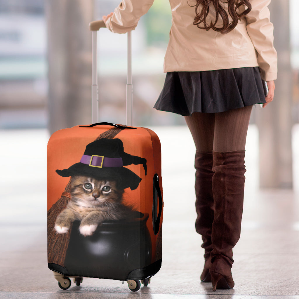 Halloween Cute Witch Cat Print Luggage Cover