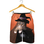 Halloween Cute Witch Cat Print Men's Shorts