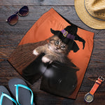 Halloween Cute Witch Cat Print Men's Shorts