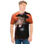 Halloween Cute Witch Cat Print Men's T-Shirt