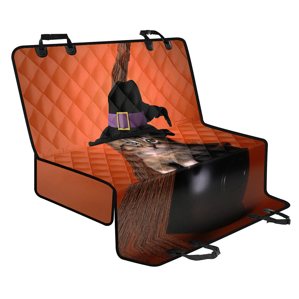 Halloween Cute Witch Cat Print Pet Car Back Seat Cover