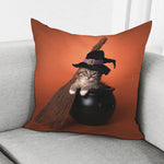 Halloween Cute Witch Cat Print Pillow Cover