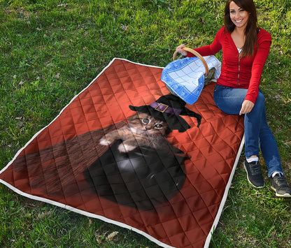 Halloween Cute Witch Cat Print Quilt