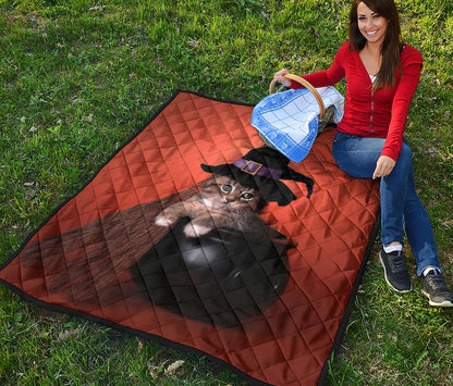 Halloween Cute Witch Cat Print Quilt