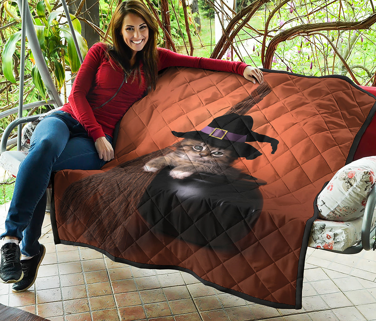 Halloween Cute Witch Cat Print Quilt
