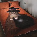 Halloween Cute Witch Cat Print Quilt Bed Set