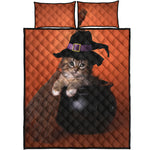 Halloween Cute Witch Cat Print Quilt Bed Set
