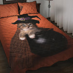 Halloween Cute Witch Cat Print Quilt Bed Set